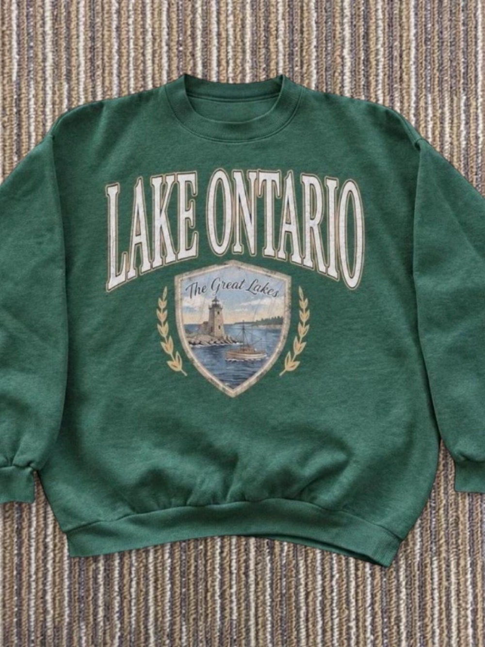 Gildan Dark Green Lake Ontario Graphic Crewneck